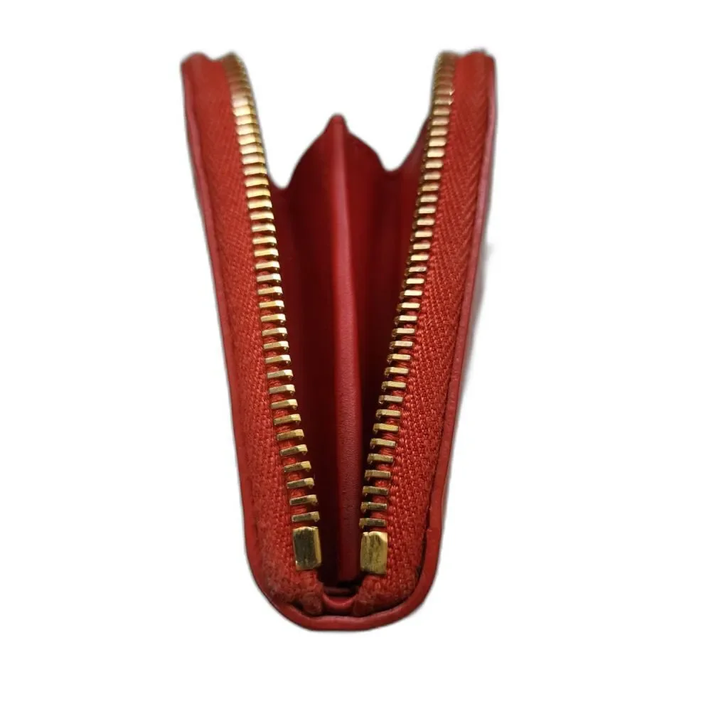 MIU MIU Orange Zip Signature Patent Leather Bow Long Wallet and Box